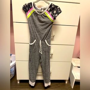 Miki Miette Nola Star One Piece Gray Jersey Jumpsuit Romper Girls